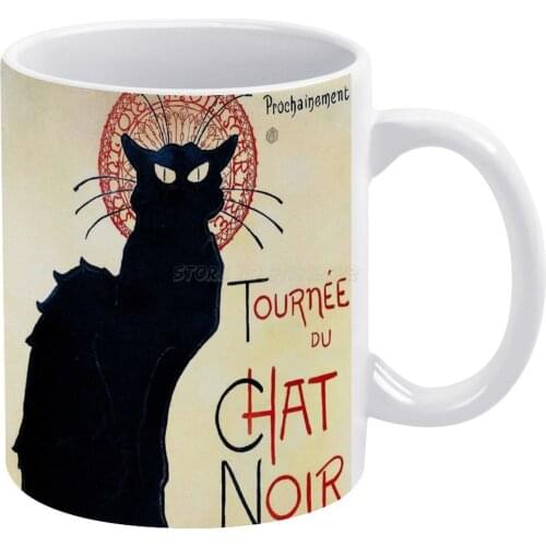 Vintage French Poster-Tournée Du Chat Noir-Steinlen White Mug Custom Printed Funny Tea Cup Gift Personalised Coffee Mug Vintage