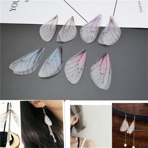8pcs/4pair gauze earring feather shape for earrings handmade jewelry brooches accessories Charms Pendant Earring Charms For DIY