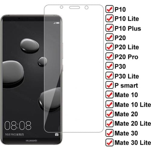 9H HD Tempered Glass For Huawei P10 Plus P20 Pro P30 Lite P Smart 2019 Screen Protector Mate 10 20 30 Lite Protective Glass Film