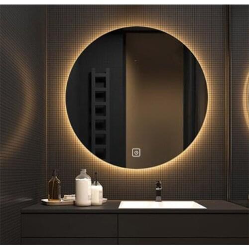 CTL304 New Upgrade 2-color Light Smart Mirror Wall-mounted LED Bathroom Mirror Round Touch Screen Vanity Mirror 110V/220V 4.8W/m