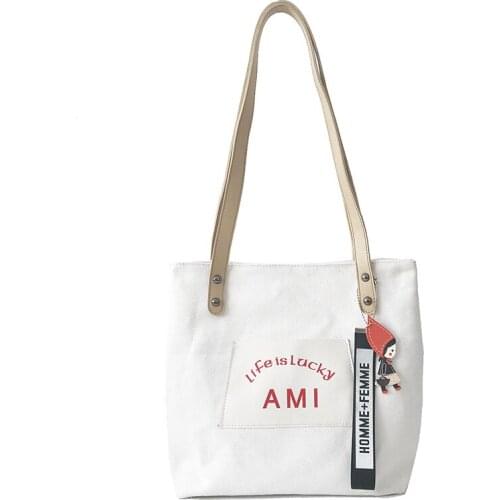 Hot Sales Womens Handbag New Style Casual Canvas Bag Simple Versatile Letter Bag Student Shoulder Large Crossbody Bag