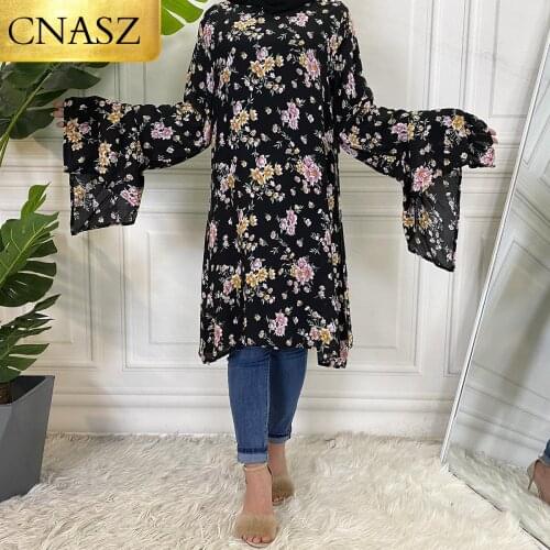 Ropa Musulmana Para Mujer Turquie Print Long Shirts Muslim Women Chemise Longue Femme Musulmane