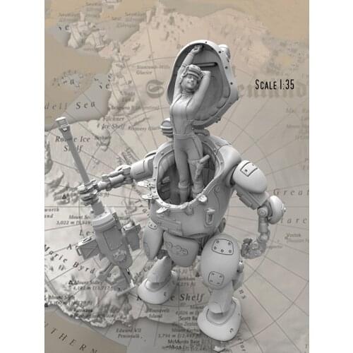 1:35 die-cast resin model sci-fi robot needs manual coating resin model free shipping