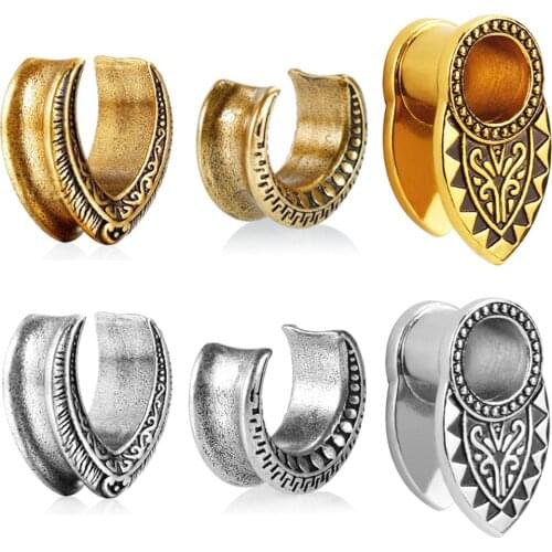 1 Pair Tribal Antique Vintage Ear Plugs Tunnels Piercing Ear Gauges Fashion Ear Expander Stretchers Earring Weights Body Jewelry