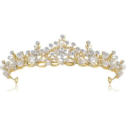 10 pcs/Lot Free Shipping Elegant Wedding Crown for Bridal Headpiece Clear Crystal Pearl Bride Tiara Wedding Hair Accessories