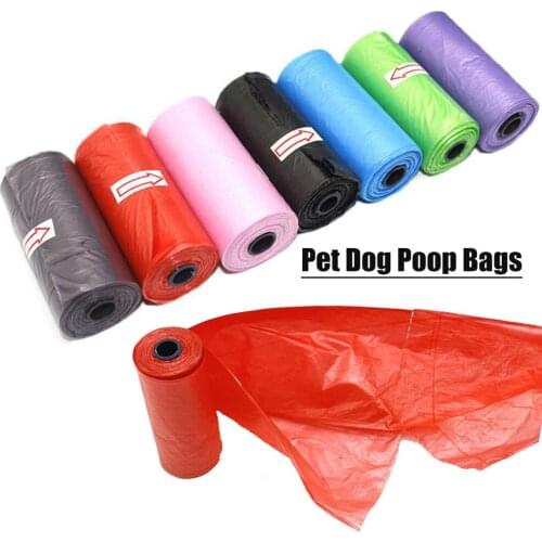 1-10 Rolls Pet Dog Poop Bags Portable Degradable Pet Cat Waste Garbage Bags Solid Color Outdoor Clean Pick Up Tools 15Pcs/Roll