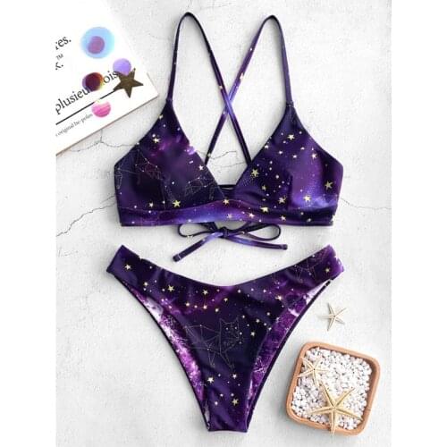 2021 Summer Double-sided Print Beach Swimsuit for Women Sexy Swimwear Bandage Bathing Suit Low Waist Thong Female Bikini Sets