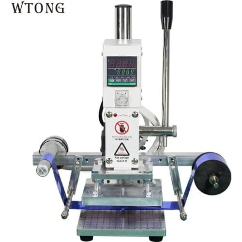 WTONG 90E-S automatic leather debossing heat press machine wood stamp machine pvc paper hot stamp foil machine