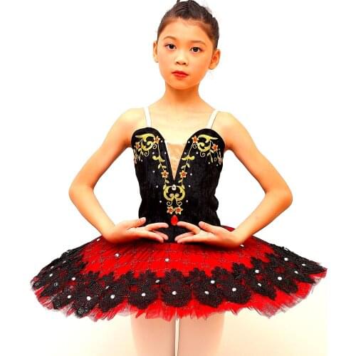Swan Lake Ballet Dress For Ballerina Black Red Tutu Skirts Figure Skating Performance Belly Dance Dress