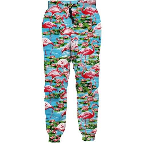 PLstar Cosmos Brand Mens Jogger Pants 3D Printing Tropical Flamingo Pattern Trousers Streetwear Unisex Casual Sweatpants MPK15