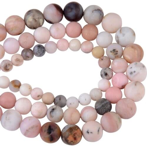 Chanfar High Quality Natural Matte PINK OPAL Stone Round Beads For Jewelry Making DIY Bracelet Necklace 6/8/10mm Strand