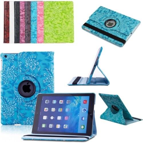 360 Degree Rotating Grape Stand PU Leather Skin Case For Apple iPad 9.7 2018 2017 Generation Tablet Smart Cover Flip Coque Funda