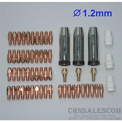 CHNsalescom 59 PCS MB 36KD MIG/MAG Welding Air cooled Gun Contact Tip 1.2x30 M8 Gas Nozzle
