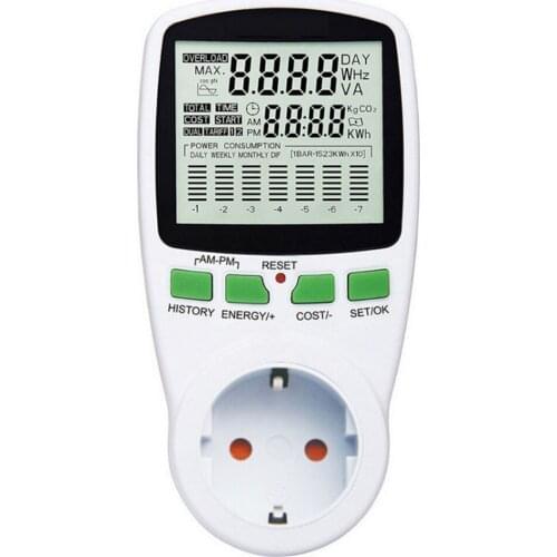 Digital LCD Energy Meter Digital Wattmeter Energy Meter Watt Monitor KWh Voltage Diagram Measuring Socket Analyzer EU/US/UK/AU