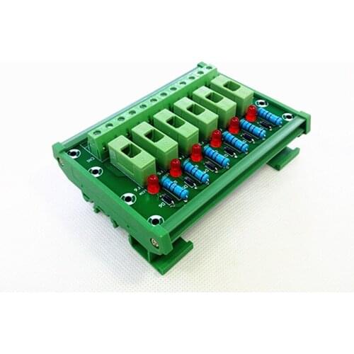 DIN Rail Mount 6 Position Fuse Module Board,Fuse Holders for 5x20mm(DxL) tube fuse