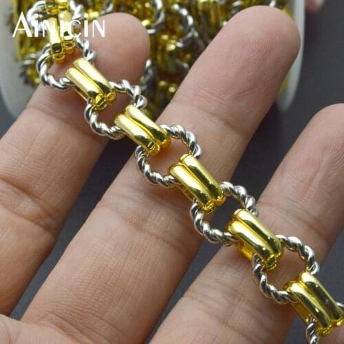 DIY Metal Chains Gold Silver Interval Plating 12mm Wide Handmade Oval Shape Fashion Women DIY Jewelry Making Accessory 5Meters