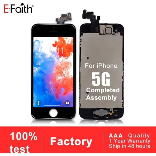 EFAITH 100 PCS No Dead Pixel Display For iPhone 5 5G Complete LCD With Touch Screen & Front Camera & Homebutton
