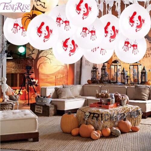 FENGRISE 12 Inch Printed Latex Balloons Halloween Foot Hand Blood Baloon Halloween Party Decorations Ballon Event Party Supplies