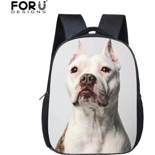 FORUDESIGNS Kawaii Pitbull Print Schoolbag for Student Kids Unique Kindergarten Child Kids Backpack Small Toddler Baby Bookbags