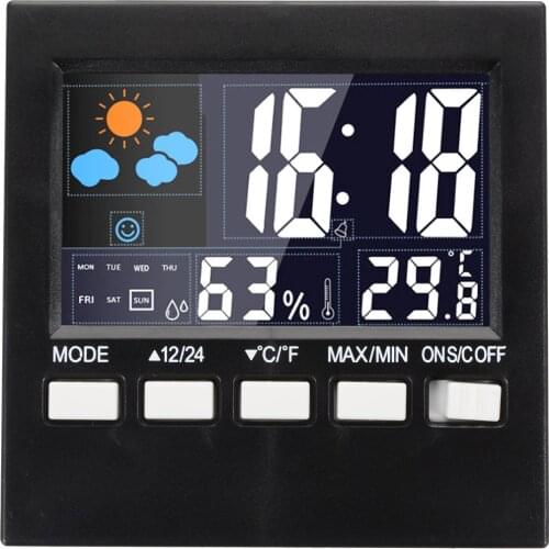 New Digital LED Backlight Alarm Weather Forecast Calenders Clock Snooze Function Portable For Travel Home Decor Voice Control