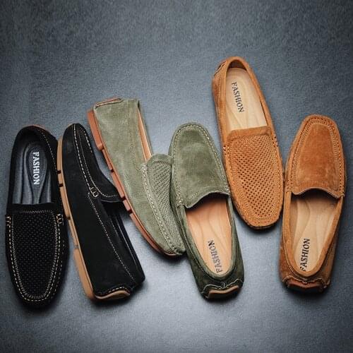 2021 Summer Autumn New Mens Loafers High Quality Casual Shoes Men Suede Fashion Flats Breathable Driving Shoes Mens Footwear