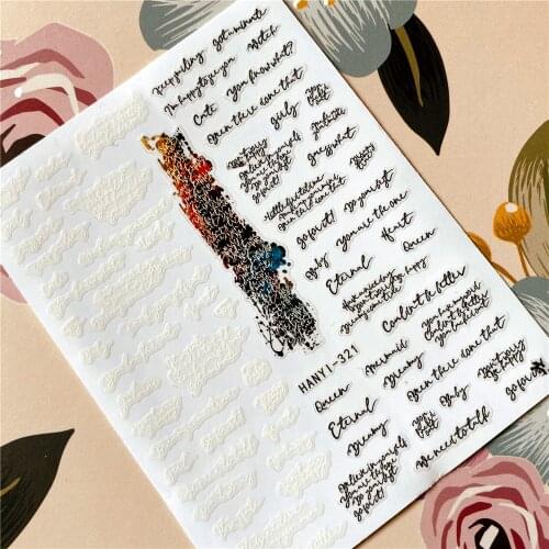 HANYI-321-322 English alphabet Font 3D Back glue Nail decal Nail sticker Nail decoration Nail art Nail tool Nail ornament