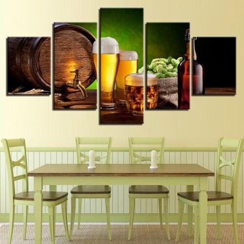 Kitchen Wall Art DIY diamond painting cross stitch 5 Pieces Beer And Wine Glass,3d square Diamond Embroidery mosaic pattern bead
