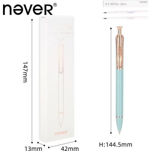 Never Nordic Style Gel Ink Pen 0.5mm Press Metal Pen with Refills Gift Box Package Luxury Office & School Stationery Supplies