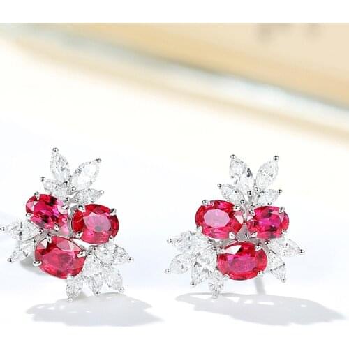 New Luxury Flower Stud Earrings Full Inlay Shiny Crystal Zircon Fine Jewelry For Women Wedding Cocktail Party Unusual Earrings