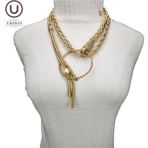 UKEBAY New Handmade DIY Jewelry Round Pendant Necklaces Women Gold Necklace Luxury Jewellery 3 Colors Different Wears Wedding