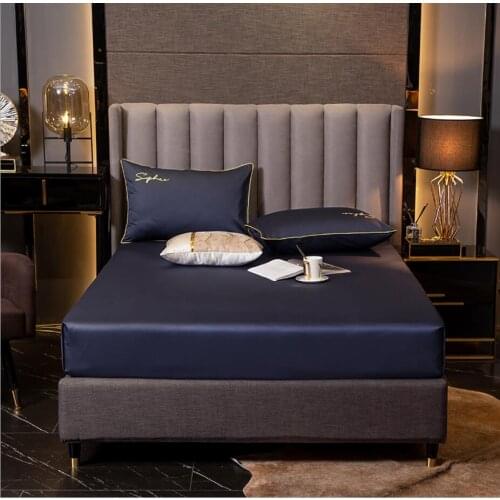 Solid color Mattress cover King Queen size 100% Coton bed fitted sheet with Elastic band Soft Comfortable Bedspread Couvre-lit