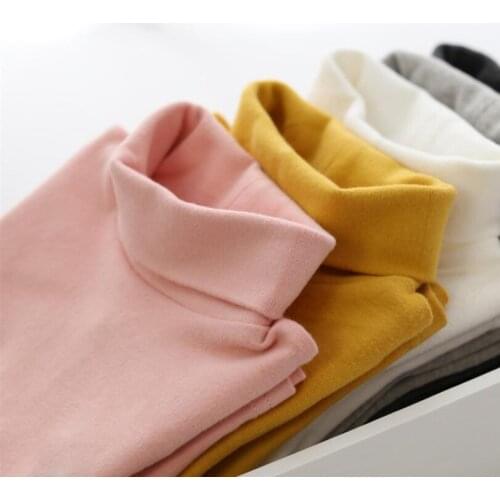 Fall Winter Baby Toddler Boys Girls T-shirts Turtleneck Shirts Kids Long Sleeve Shirt Tops Tees Underwear Child Clothes JW0462B