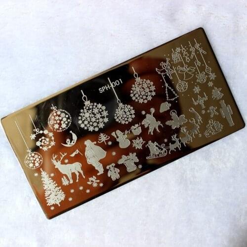 9PCS Christmas Halloween Pattern Nail Stamping Plates Image Stamping Nail Art Manicure Template Nail Stamp Tools SPH001-SPH009