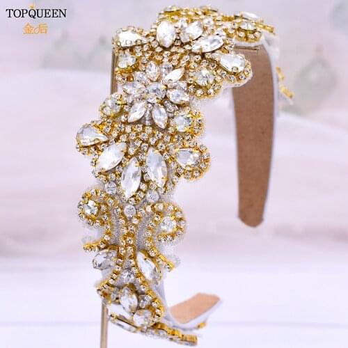 TOPQUEEN S12-G Rhinestone Headbands For Women Girls Princess Hairbands Party Headwear Wholesale Baroque Beaded Headwear