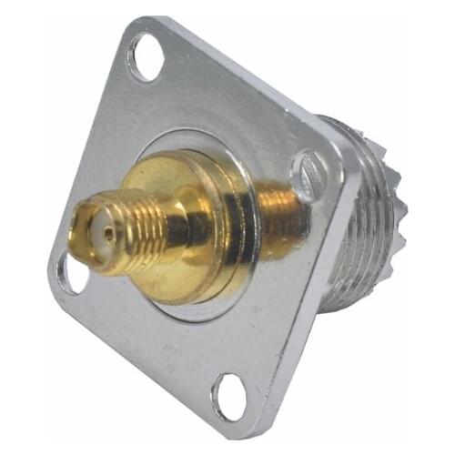 RF Adapter UHF PL259 SO239 Female To SMA Female 4 Hole Flange Panel Mount RF Coaxial Connectors