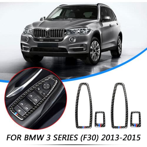 Carbon Fiber Window Lift Switch Frame Trim Cover Car Accessories Window Lift Switch Trim for BMW F20 1 Series 2013-2015