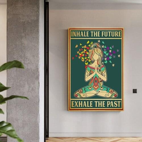 Nordic Modern Yoga Girl Inhale the Future Exhale the Past Printing Wall Art Canvas Painting For Cuadros Living Room Decoration