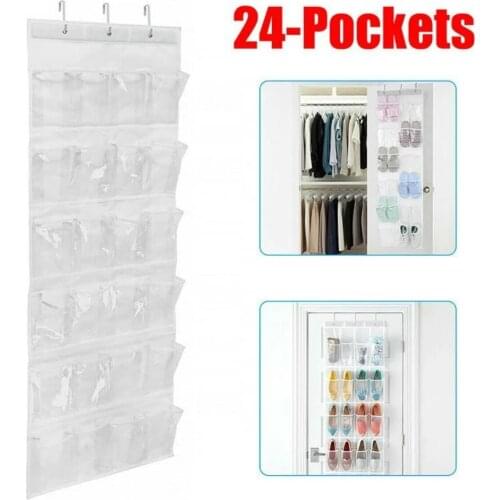 24 Pocket Large Mesh Cloth Box Storage Hanging Bag Wall-mounted Sundries Organizer Holder Room Shoes Slippers Storage Bag