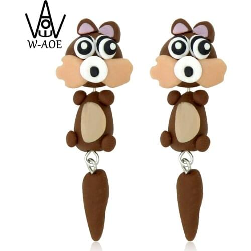 TTPAIAI 30 Handmade Polymer Clay Squirrel Stud Earrings Fashion Jewelry Cute Cartoon Animal Earrings For Women Girl Party Gift