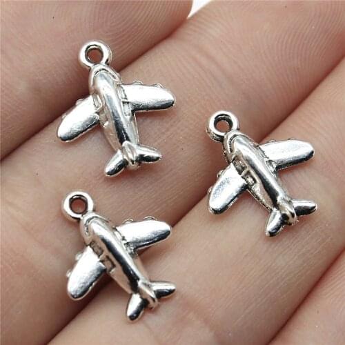 WYSIWYG 10pcs 15x13mm Airplane Airbus Charm Pendants For Jewelry Making Antique Silver Color Aircraft Pendants Charm Aircraft