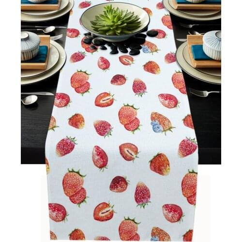Strawberry Berries Fruits Table Runner Wedding Table Decor Party Dining Table Runner Home Hotel Decoration Tablecloth Placemat