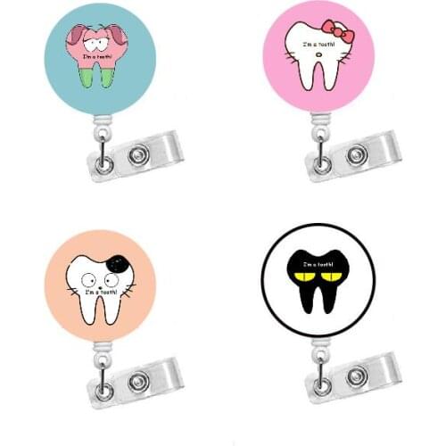 Tooth pattern Retractable ID Badge Reel 10pcs/lot