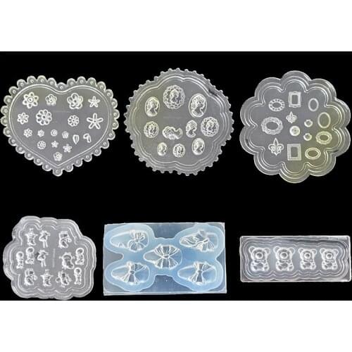 1Pc Multi-shapes 3D Nail Silicone Mold Flower Abrasive Carving UV Gel Template Manicure Accessories Tool For Nail Art Rhinestone