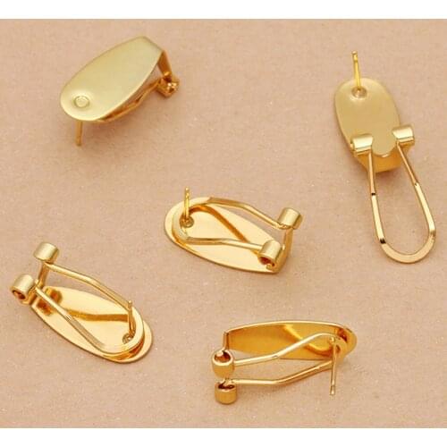 10pcs 9x20mm Earring Clip Base Brass Clip-on Earring Cabochon Cameo Setting Blank Earring Jewelry Findings Components DIY
