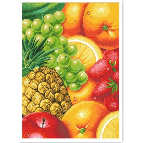11/14/16/18/25/27/22CT Fruits cross stitch package orange pine apple grape cloth cotton thread embroidery DIY needlework