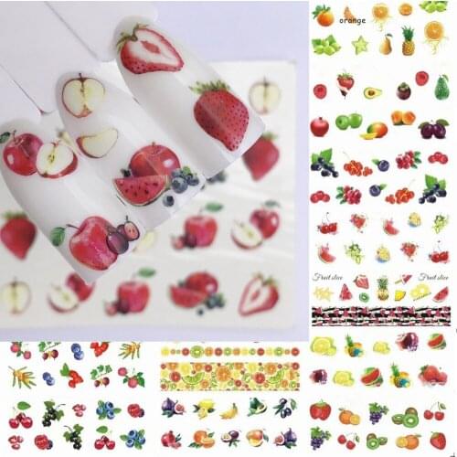 12 sheets water decal nail art nail sticker slider tattoo full Cover Decals manicure supplies tools beauty fruit design A1393-04