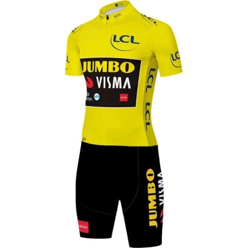 2021 champion Team JUMBO VISMA cycling skinsuit summer outdoor skinsuits bicycle kit ciclismo triathlon 20D gel body suit