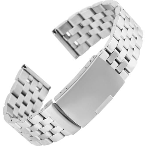 22 MM Elegant Watch Strap Solid Stainless Steel Watch Band Folding Clasp with Safety Buckle Replacement Watch Strap for Men