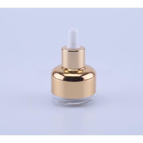 30ml Transparent Glass Dropper Bottle With Gold cap, 30cc Empty Cosmetic Packaging Container Vials Essential Oil Bottles