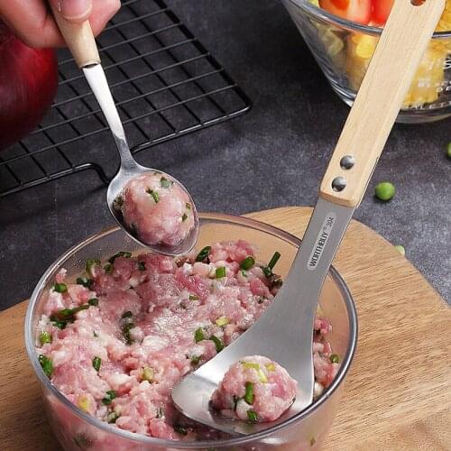 304 Stainless Steel Meatball Maker Kitchen Meatball Spoon Fish Ball Shrimp Sliding Spoon Kitchen Accessories Cooking Tools